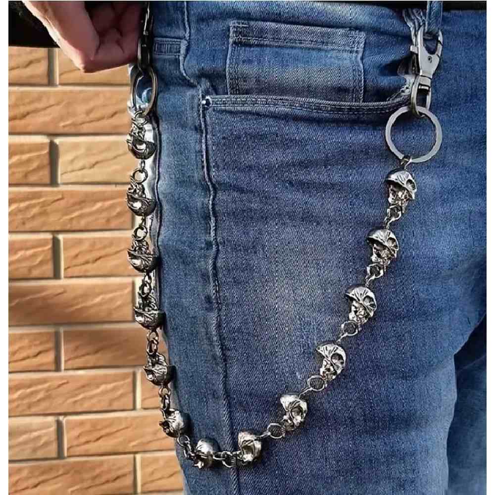 Zac's Alter Ego - Silver Skull Hip Chain/ Key Chain/ Wallet Chain Wallet chain/Trousers keychain - Silver coloured